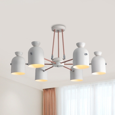 Half-Capsule Bedroom Chandelier Metal 6-Light Modern Radial Suspension Pendant Lamp in White