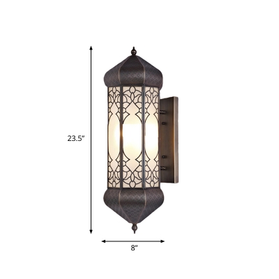 Hexagon Sconce Light Traditional 1 Head Metal Wall Mounted Lighting in Bronze, 6