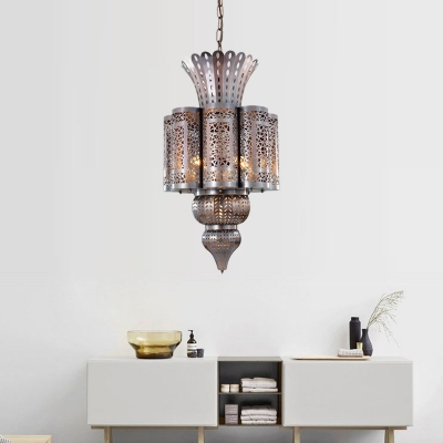 Metal Bronze Chandelier Light Fixture Scalloped 4 Bulbs Arabic Hanging Lamp Kit for Restaurant