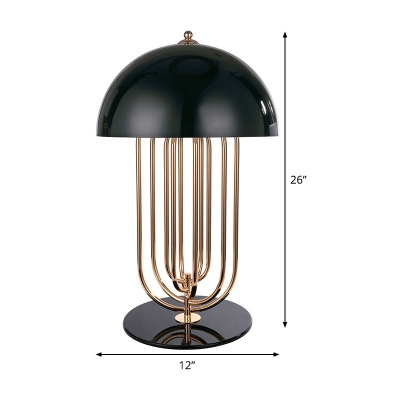 Modernist 1 Head Task Lighting Black Hemisphere Night Table Lamp with Metal Shade