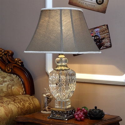Modernist Urn-Shaped Reading Light Clear Crystal 1 Bulb Small Desk Lamp in Brown
