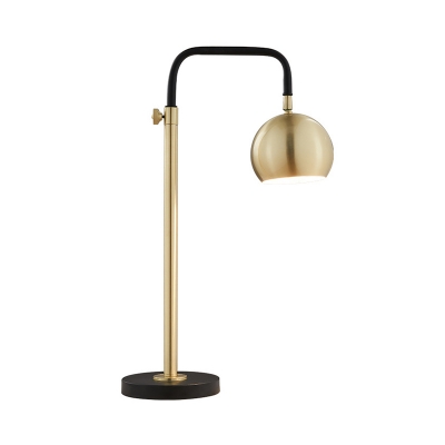 Sphere Metal Task Lighting Modernism 1 Bulb Gold Small Desk Lamp with Curved Arm