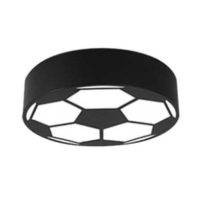 Sport Theme Football Flushmount Black Acrylic LED Ceiling Fixture for Boys Bedroom