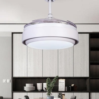 White Round Ceiling Fan Lamp Contemporary Acrylic LED 42
