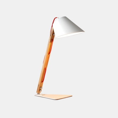 Wide Flare Task Light Contemporary Metal 1 Head Small Desk Lamp in White for Bedroom