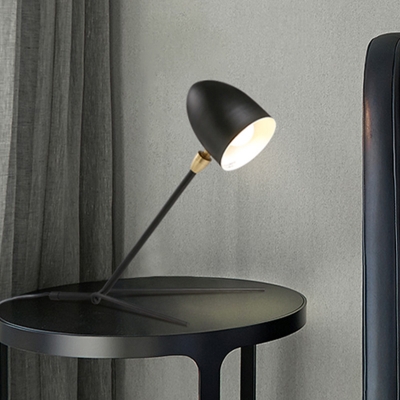 1 Bulb Bedroom Task Lighting Modernist Black Night Table Lamp with Dome Metal Shade