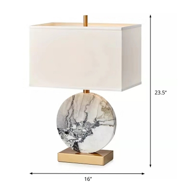 1 Bulb Bedside Task Light Modern White Nightstand Lamp with Rectangular Fabric Shade
