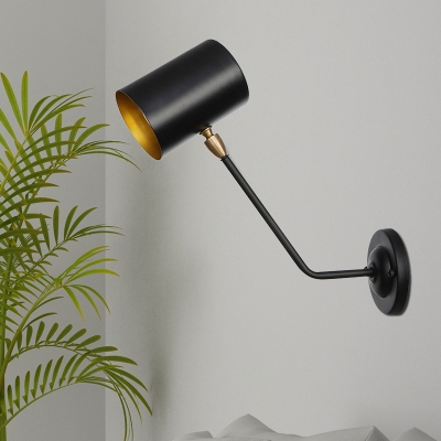 1 Bulb Iron Sconce Lamp Fixture Industrial Black Cylinder Restaurant Wall Mounted Light with Angled Arm, 6