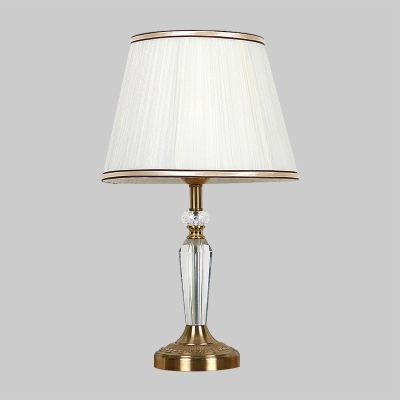 1 Head Dining Room Table Lamp Modernist Gold Desk Light with Conical Fabric Shade