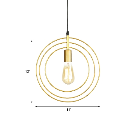 3-Ring Down Lighting Simple Metal 1 Light Gold Pendant Lamp Fixture for Living Room