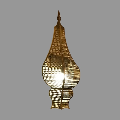 Arab Curving Wall Sconce Lamp 1 Bulb Metal Wall Mount Light in Brass for Hallway