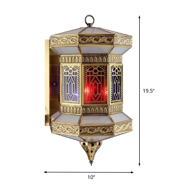 Arabian Faceted Sconce Wall Lighting 1 Bulb Metal Wall Mounted Light Fixture in Brass