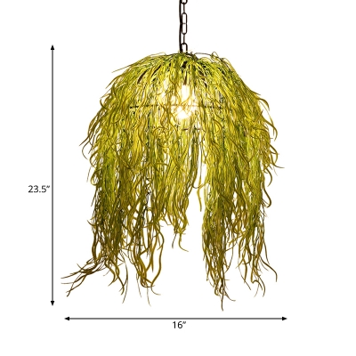 Black 1 Bulb Ceiling Light Industrial Metal Seaweed LED Pendant Lamp for Restaurant