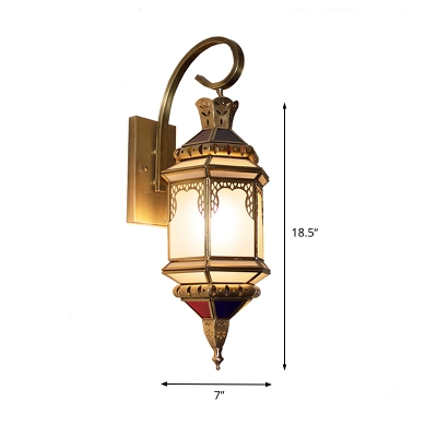 Brass Lantern Sconce Wall Light Arabian Metal 1 Bulb Hallway Wall Mounted Lighting