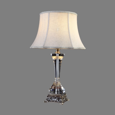 Contemporary 1 Bulb Reading Light Grey Wide Flare Small Desk Lamp with Fabric Shade