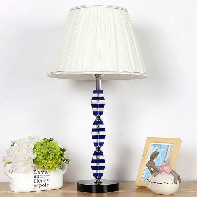 Contemporary 1 Head Task Lighting Blue Wide Flare Reading Lamp with Fabric Shade
