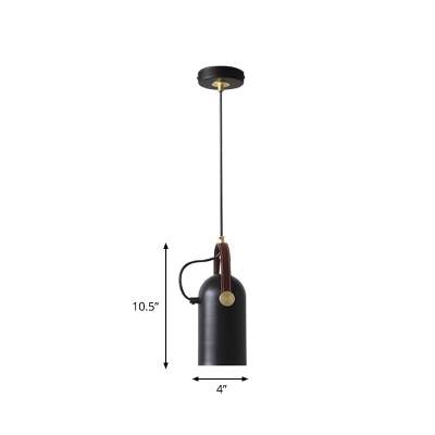 Farmhouse Bell Adjustable Hanging Light 1-Light Metal Suspended Pendant Lamp in Black with Handle