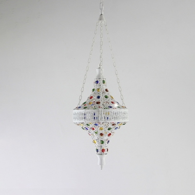 Flying Saucer Ceiling Lamp Art Deco Metal 1 Head Suspended Lighting Fixture in White