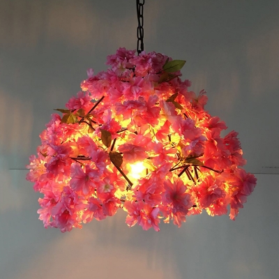 Metal Black Hanging Light Flower 1 Light Industrial LED Ceiling Lamp for Restaurant, 15