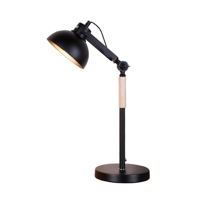 Metal Bowl Table Light Modernist 1 Head Black/White Nightstand Lamp with Rotating Node