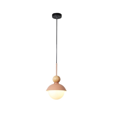 Modern Nordic Sunny Doll Pendant Metallic 1 Bulb Dining Room Down Lighting in Pink/Light Blue with Modo Wood Top
