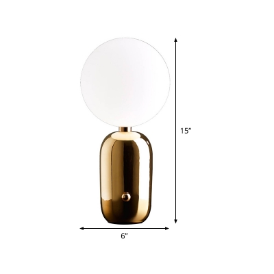 Spherical Task Lighting Modernist Opal Glass 1 Bulb Gold Small Desk Lamp, 6