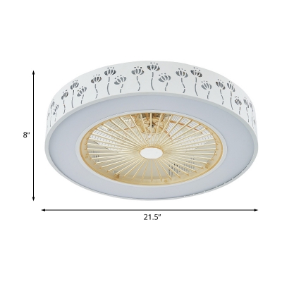 White Circle Fan Lighting Simple Metal 21.5