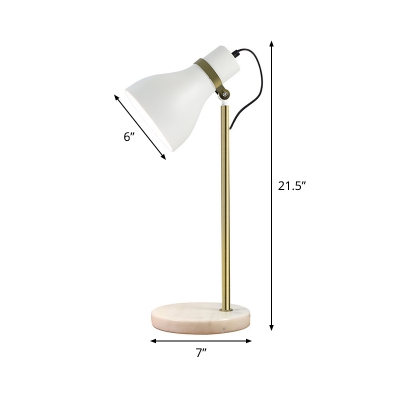 1 Bulb Bedroom Task Lighting Modernist White Night Table Lamp with Flared Metal Shade