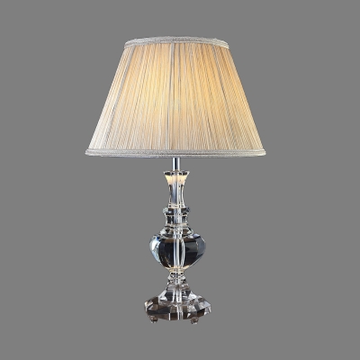 1 Bulb Urn-Shaped Task Light Contemporary Faceted Crystal Small Desk Lamp in Beige