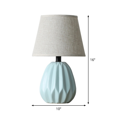 1 Head Flare Task Lighting Contemporary Fabric Small Desk Lamp in Blue for Study