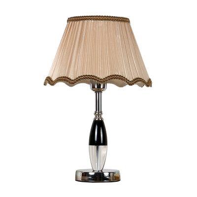 1 Head Living Room Table Light Modern Beige Small Desk Lamp with Cone Fabric Shade