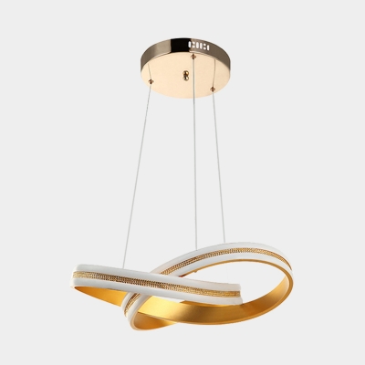 Acrylic Twisting Chandelier Light Contemporary LED Gold Ceiling Pendant Lamp in Warm/White Light