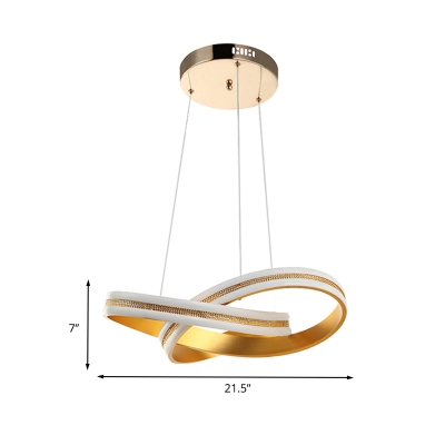 Acrylic Twisting Chandelier Light Contemporary LED Gold Ceiling Pendant Lamp in Warm/White Light
