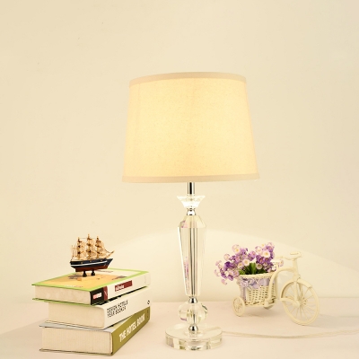 Baluster Table Lamp Modernism Beveled Crystal 1 Head Reading Book Light in White