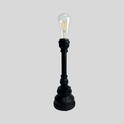 Black/Rust Finish1-Bulb Task Light Vintage Iron Water Pipe Plug In Night Table Lamp for Bar