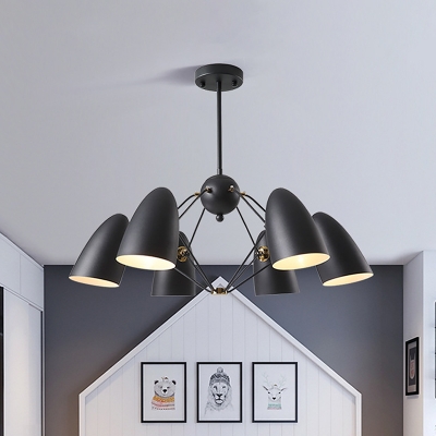 Bullet Bedroom Pendant Chandelier Metal 6 Lights White/Black Finish Hanging Ceiling Lamp
