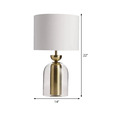 Contemporary 1 Head Task Lighting White Tube Night Table Lamp with Fabric Shade