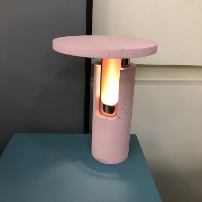 Contemporary Cylindrical Task Lighting Stone 1 Head Small Desk Lamp in Pink for Bedside