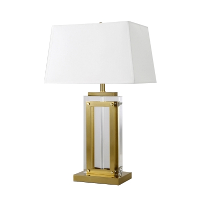 Contemporary Rectangular Desk Light Clear Crystal 1 Head Night Table Lamp in Gold
