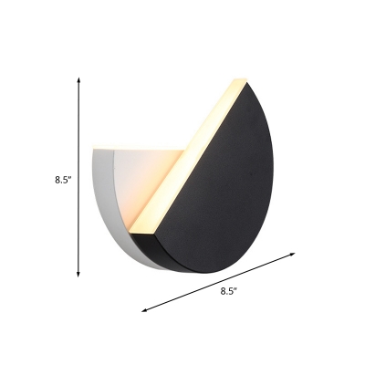 Double Semicircle Metal Sconce Light Modern Black and White LED Wall Lamp Fixture