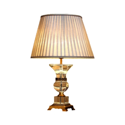 Fabric Pleated Table Light Modernism 1 Bulb Small Desk Lamp in Beige for Bedroom