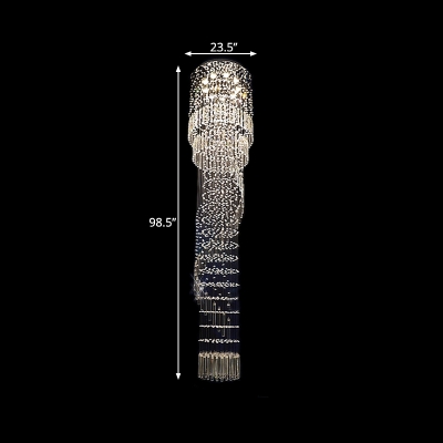 Gold Cascade Cluster Pendant Light Minimalist 9 Lights Clear K9 Crystal LED Suspension Lamp