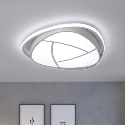 Grey Floral Flush Lamp Fixture Minimalist LED Metal Flush Mount with White Acrylic Shade