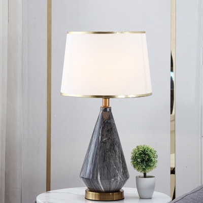 Head Living Room Desk Lamp Modernism Black Task Lighting with Drum Fabric Shade