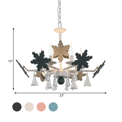 Metal Snowflake Chandelier Light Nordic Style Hanging Ceiling Light with Clear Crystal Decoration