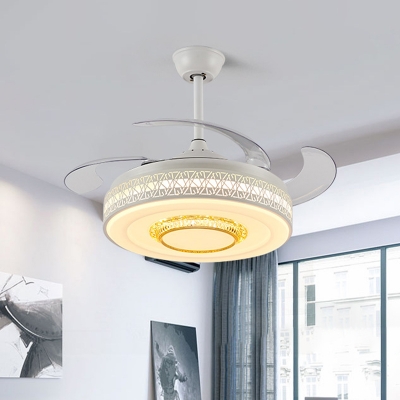 Metal White Ceiling Fan Light Circular LED 42