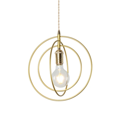 Metallic 3-Ring Pendant Lighting Modern 1-Bulb Gold Finish Hanging Ceiling Lamp for Living Room