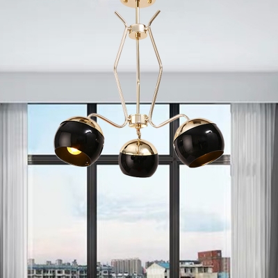Modern Nordic 3/6 Bulbs Pendant with Metallic Shade Black Finish Dome Chandelier Light