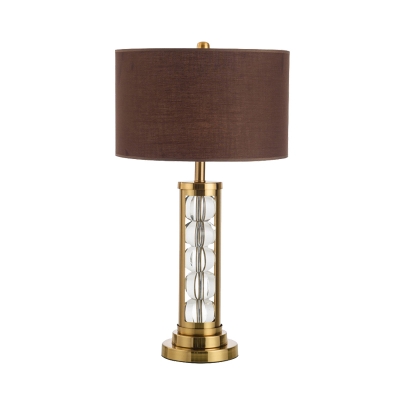 Modernism Global Nightstand Lamp Clear Crystal 1 Head Reading Book Light in Brown