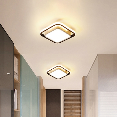 Modernism LED Flush Lighting Black Square Flush Ceiling Lamp with Acrylic Shade in White/Warm/3 Color Light